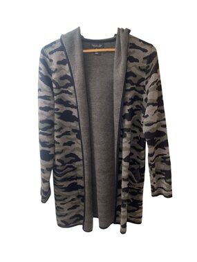 Rampage Black Camouflage Open-Front Hooded Cardigan